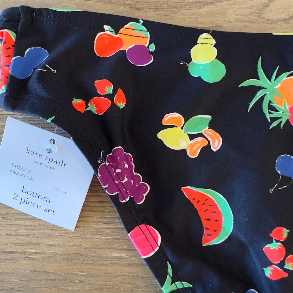 NEW kate spade New York Summer Fruit Bikini Set-Bandeau Tie Top & Brief-Size Med - Picture 12 of 16